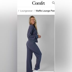 Comfrt Waffle Lounge Pant- Stone Blue XXS